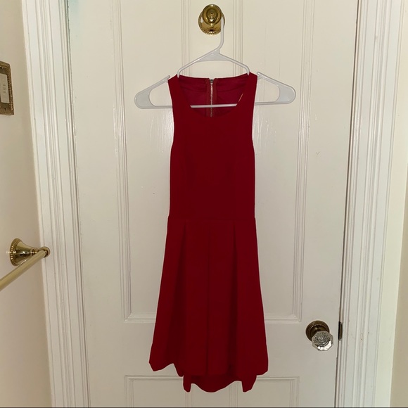 Lulu’s Fit Flare Red Pleated Cutout Mini Dress XS - Picture 4 of 5